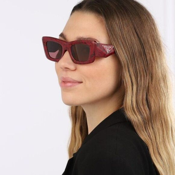 NEW Prada PR13ZS 15D08S Etruscan Marble Red Dark Violet Cat Eye Women Sunglasses